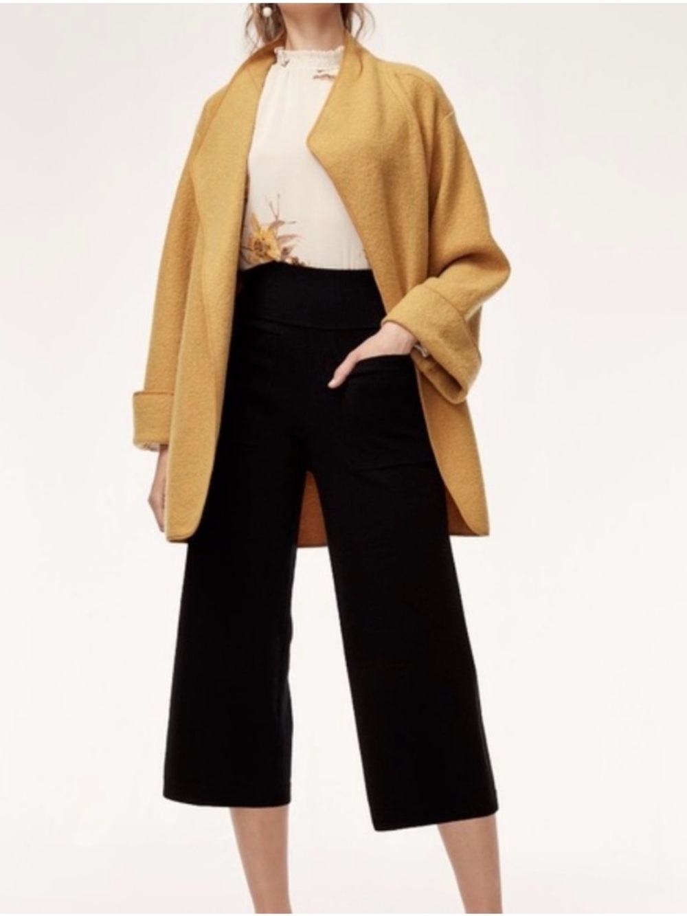 Wilfred High Rise Wide Leg Knit Cropped Pants XS Aritzia Minimalist Quite Luxury